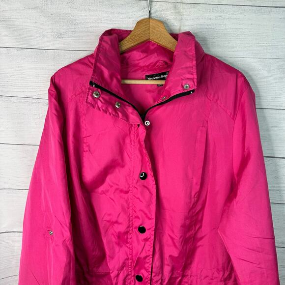 Nouveau Monde Womens size 2X Vintage Button Up Hooded Windbreaker Jacket Pink - Picture 3 of 9